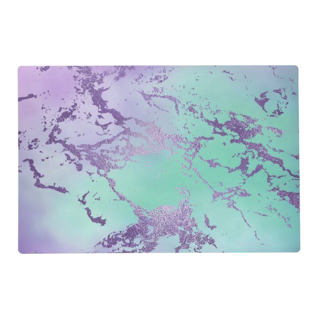 Chic Marble | Lavender Purple and Mint Green Placemat (Front)