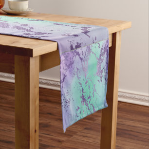 Chic Marble Lavender Purple and Mint Green Short Table Runner
