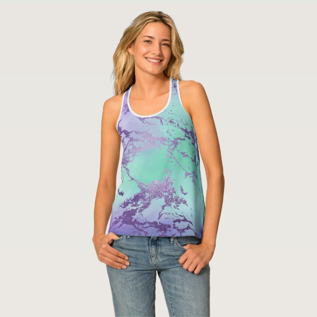 Chic Marble | Lavender Purple and Mint Green Tank Top (Front Full)