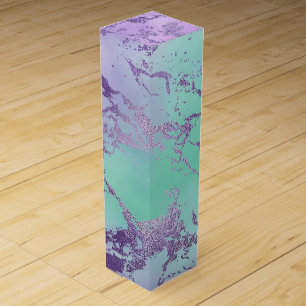 Chic Marble Lavender Purple and Mint Green Wine Box