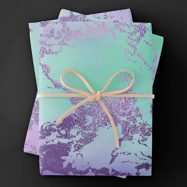 Chic Marble | Lavender Purple and Mint Green Wrapping Paper Sheets (Creator Uploaded)