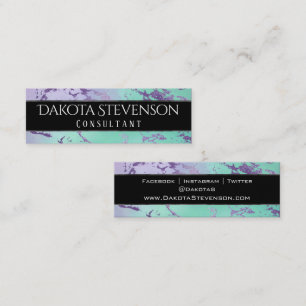 Chic Marble   Lavender Purple Mint Green Branding Mini Business Card
