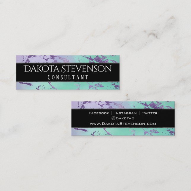 Chic Marble | Lavender Purple Mint Green Branding Mini Business Card (Front/Back)