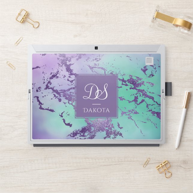 Chic Marble | Lavender Purple Mint Green Custom HP Laptop Skin (Desk)
