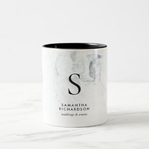 Chic Marble Monogram Two-Tone Coffee Mug