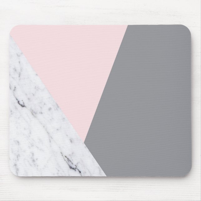 Chic Marble Pink Gray Abstract Mousepad (Front)