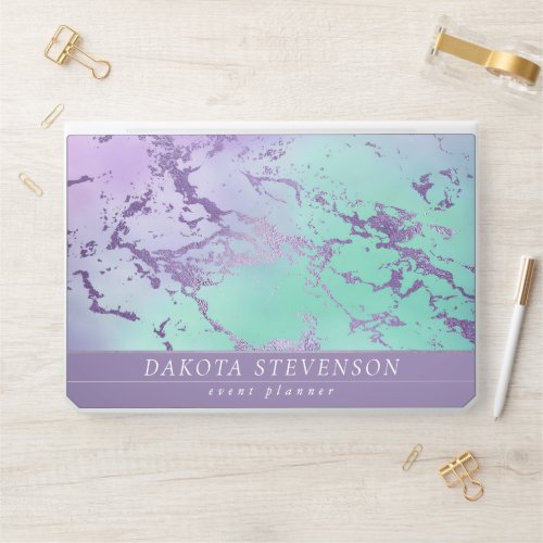 Chic Marble  Purple and Mint Green Ombre Branding HP Laptop Skin