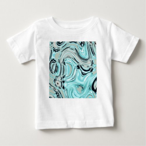 chic marble swirls mint aqua blue water ripple baby T_Shirt