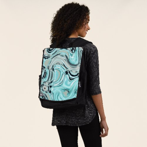chic marble swirls mint aqua blue water ripple backpack