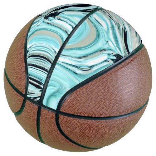 chic marble swirls mint aqua blue water ripple basketball