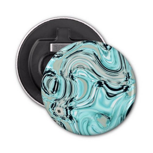 chic marble swirls mint aqua blue water ripple bottle opener