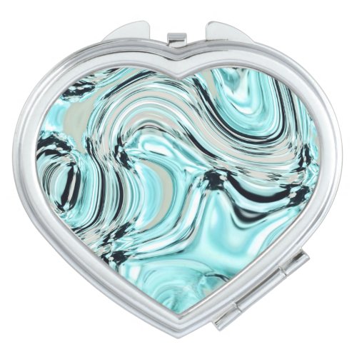 chic marble swirls mint aqua blue water ripple compact mirror