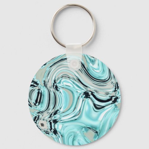 chic marble swirls mint aqua blue water ripple keychain