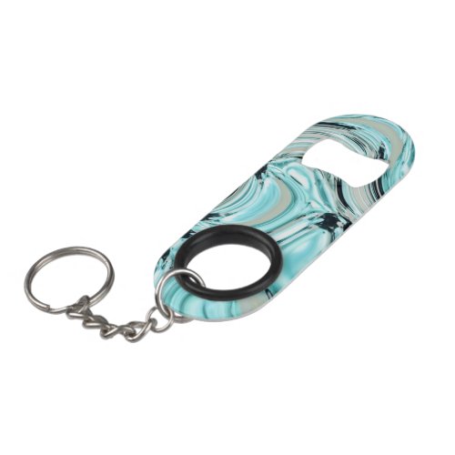 chic marble swirls mint aqua blue water ripple keychain bottle opener