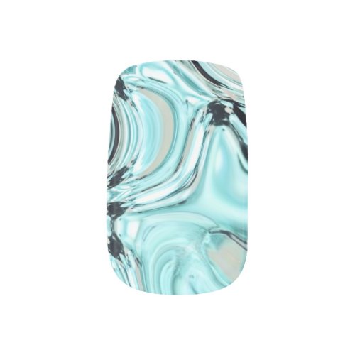 chic marble swirls mint aqua blue water ripple minx nail art