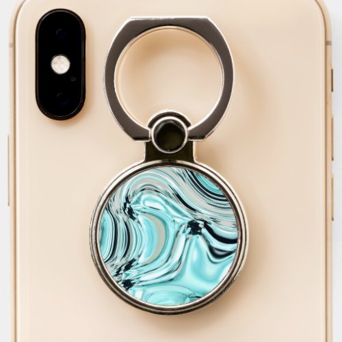 chic marble swirls mint aqua blue water ripple phone ring stand