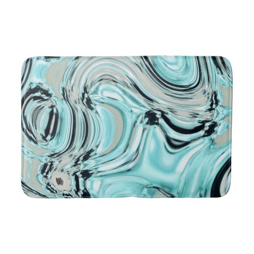 chic marble swirls mint ocean sea aqua blue waves bath mat