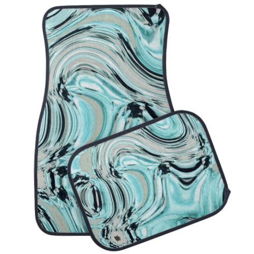 chic marble swirls mint ocean sea aqua blue waves car floor mat