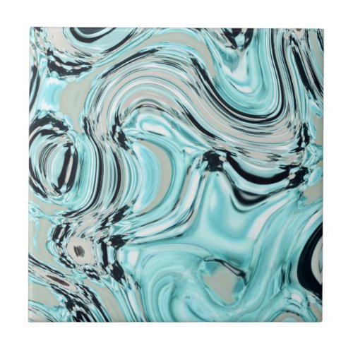 chic marble swirls mint ocean sea aqua blue waves ceramic tile