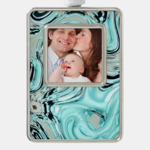 chic marble swirls mint ocean sea aqua blue waves christmas ornament