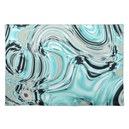 chic marble swirls mint ocean sea aqua blue waves cloth placemat
