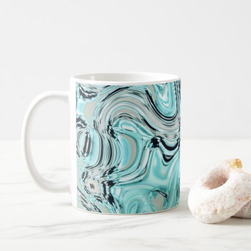 chic marble swirls mint ocean sea aqua blue waves coffee mug