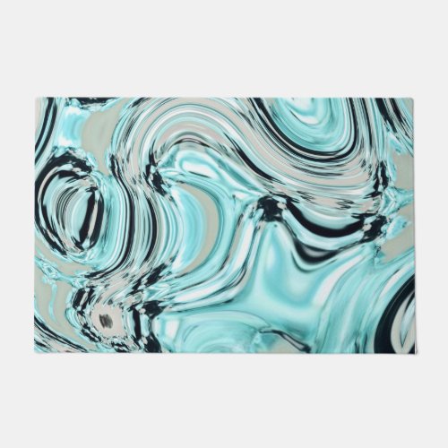 chic marble swirls mint ocean sea aqua blue waves doormat