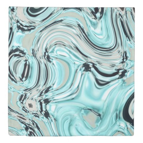 chic marble swirls mint ocean sea aqua blue waves duvet cover