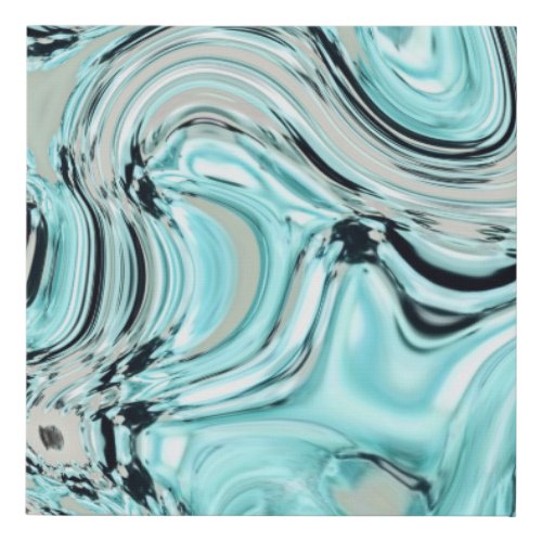 chic marble swirls mint ocean sea aqua blue waves faux canvas print