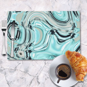 chic marble swirls mint ocean sea aqua blue waves placemat