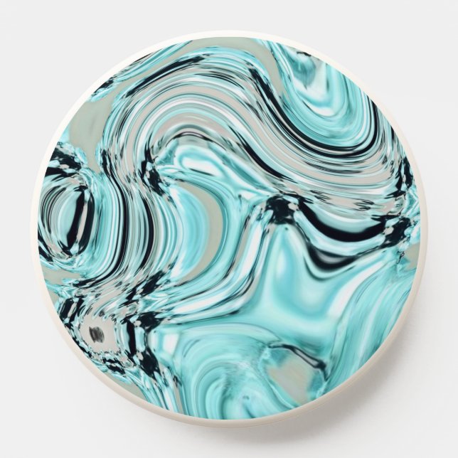 chic marble swirls mint ocean sea aqua blue waves PopSocket (Popsocket)