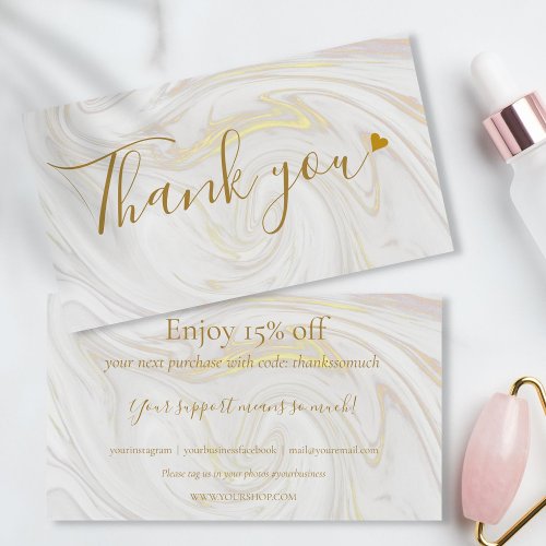 Chic Marble Thank You For Shopping Discount Card