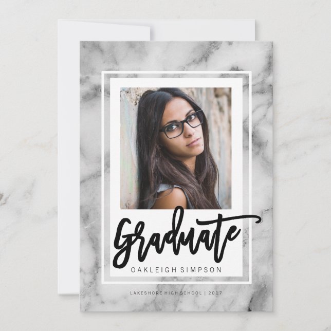 Chic Marble Typography Grad Announcement (Front)