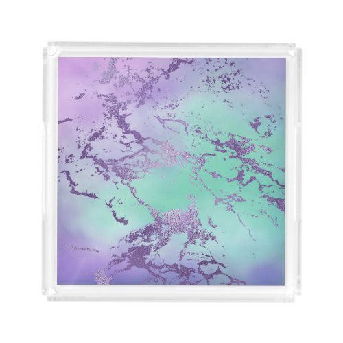 Chic Marble  Violet Lavender Purple Mint Green Acrylic Tray