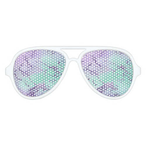 Chic Marble  Violet Lavender Purple Mint Green Aviator Sunglasses