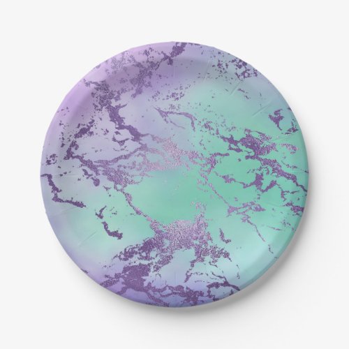 Chic Marble  Violet Lavender Purple Mint Green Paper Plates