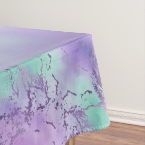 Chic Marble  Violet Lavender Purple Mint Green Tablecloth