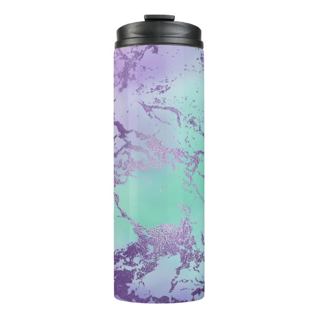 Chic Marble | Violet Lavender Purple Mint Green Thermal Tumbler (Front)