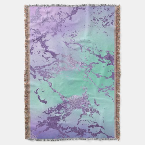 Chic Marble  Violet Lavender Purple Mint Green Throw Blanket