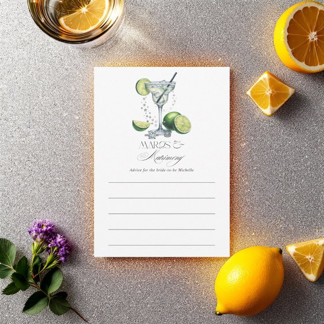 Chic Margs and Matrimony Bridal Shower Advice Card (Chic Margs and Matrimony Bridal Shower Advice Card)