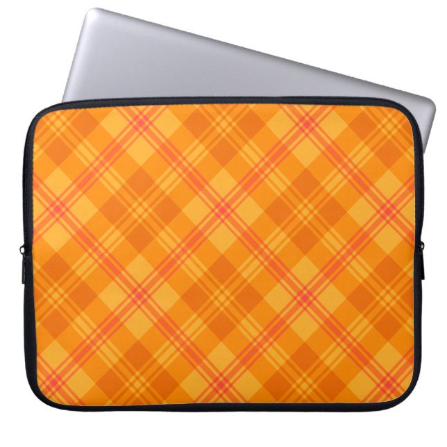 Chic Marigold Medley Orange Plaid Laptop Sleeve (Front)