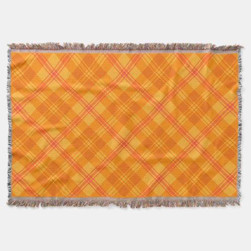 Chic Marigold Medley Orange Plaid Throw Blanket