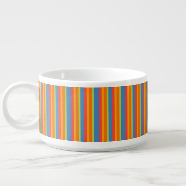 Chic Marigold Medley Striped Ceramic Chili Bowl (Right)