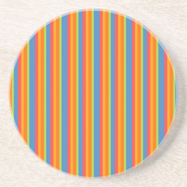 Chic Marigold Medley Striped Sandstone Coaster (Front)