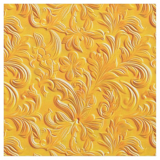 Chic marigold tooled leather  fabric