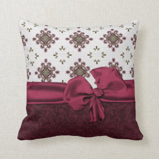 Chic Maroon Damask Pillow