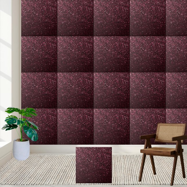 Chic Maroon Glitter Shimmering Floor Backsplash Ceramic Tile (Chic Maroon Glitter Shimmering Floor Backsplash Ceramic Tile)