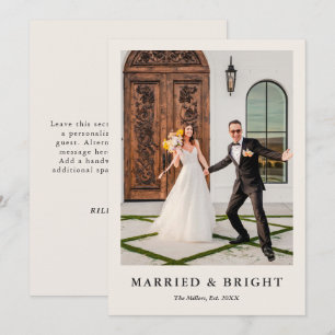 Chic Married & Bright Wedding Photo Xmas Thank You Holiday Card