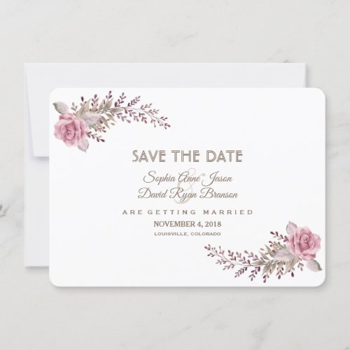 Chic Marsala Maroon Boho Floral Save The Date