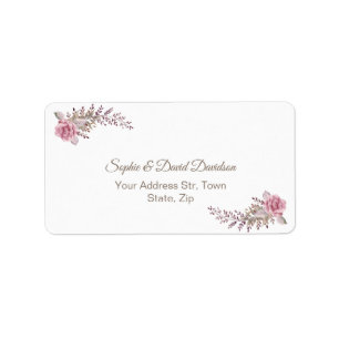 Chic Marsala Maroon Floral Watercolor Wedding Label